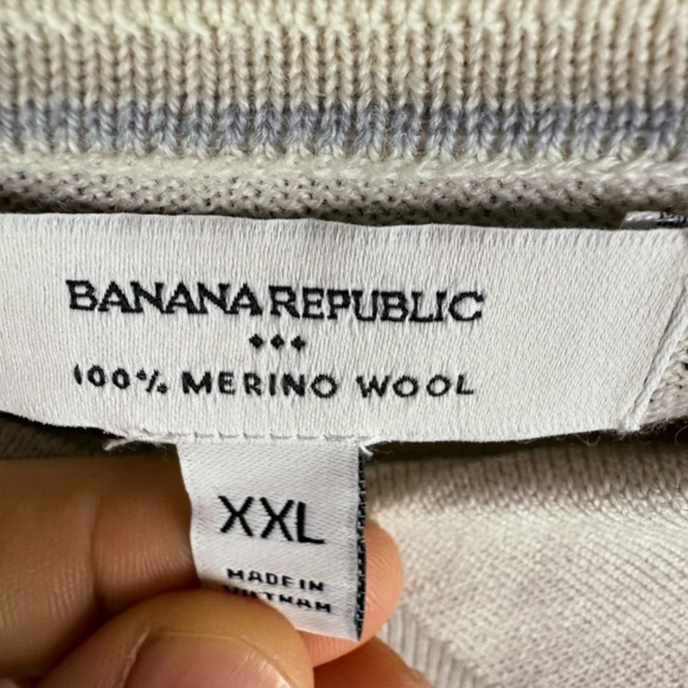 Banana Republic Mens Sweater‎ 2XL Merino Wool L/S Knit Polo Grandpa Quiet Luxury
